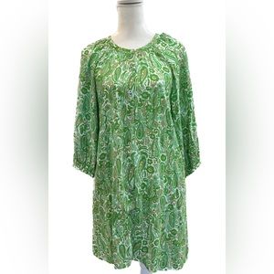 ZARA paisley print bishop sleeve tunic midi dress.